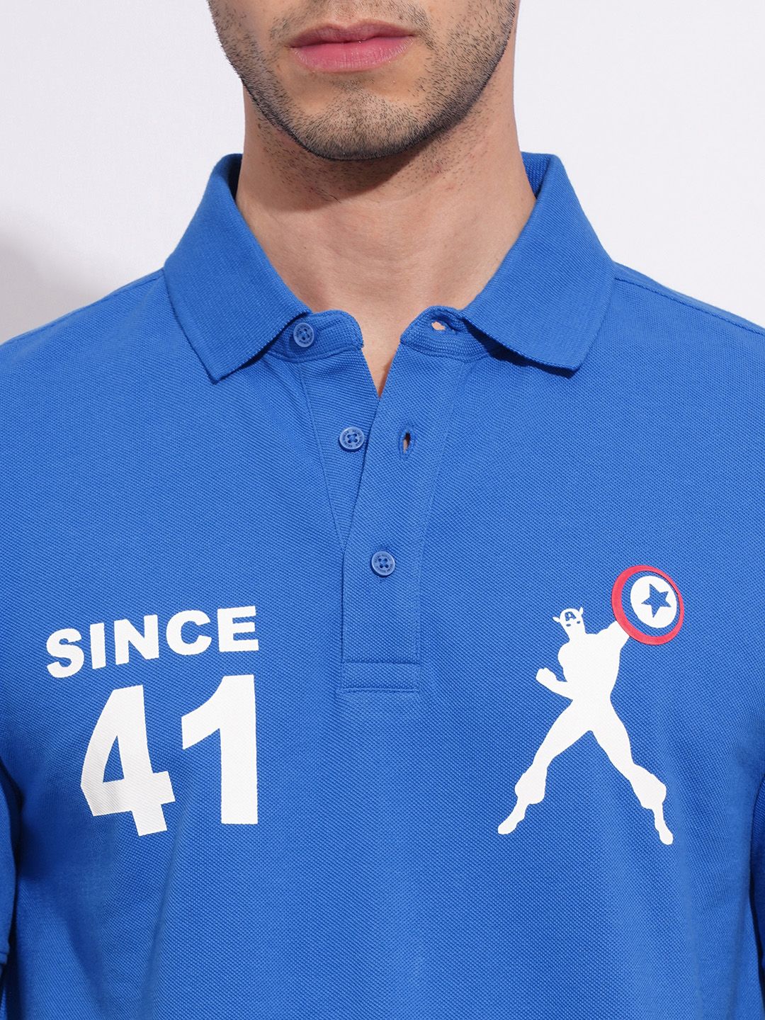 Being Human Captain America Printed Polo Collar Pure Cotton T-shirt - Image 2