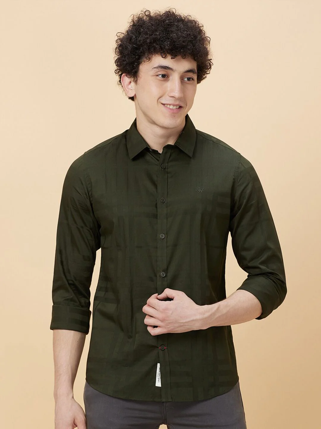 Being Human Checked Spread Collar Slim Fit Opaque Cotton Casual Shirt