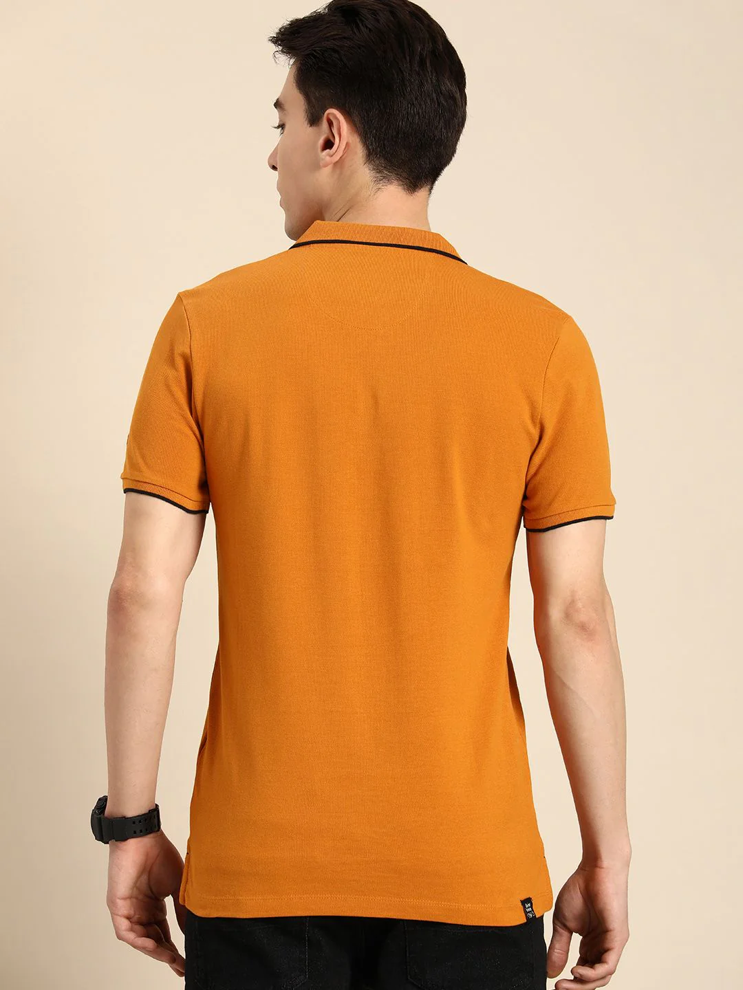 Being Human Clothing Men Pure Cotton Brand Logo Printed Polo Collar T-shirt - Image 5