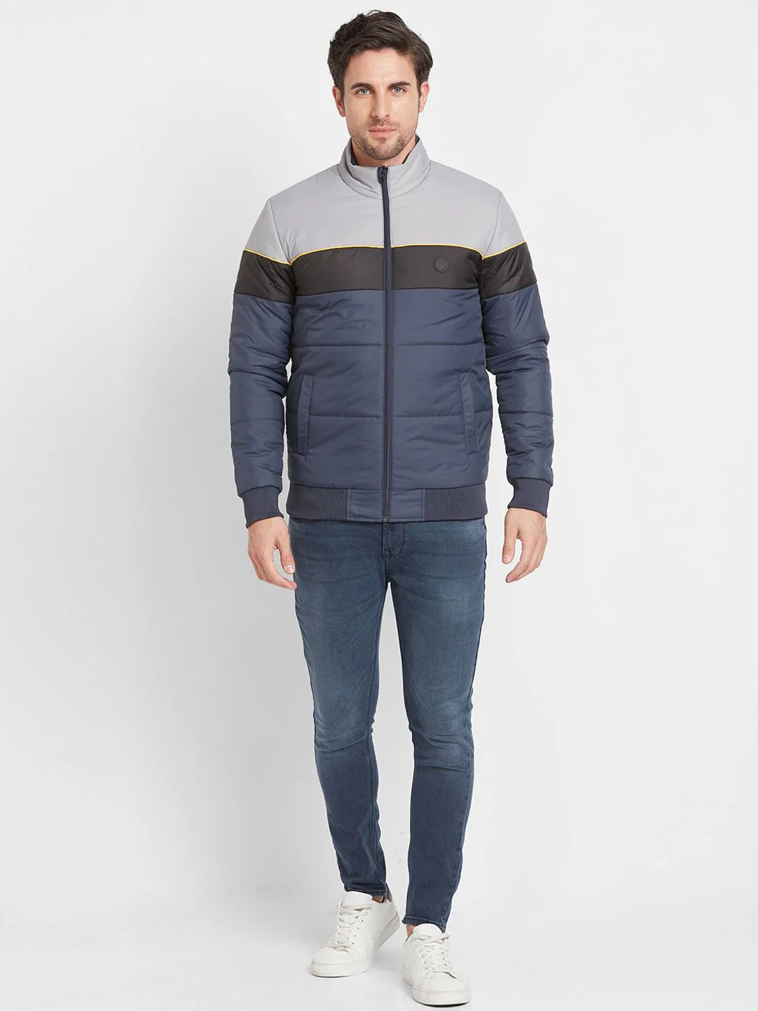 Being Human Colourblocked Mock Collar Padded Jacket - Image 4