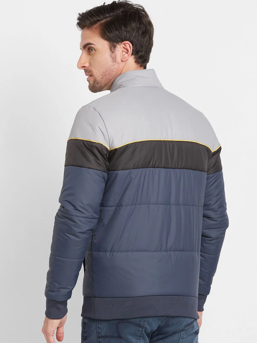 Being Human Colourblocked Mock Collar Padded Jacket - Image 5