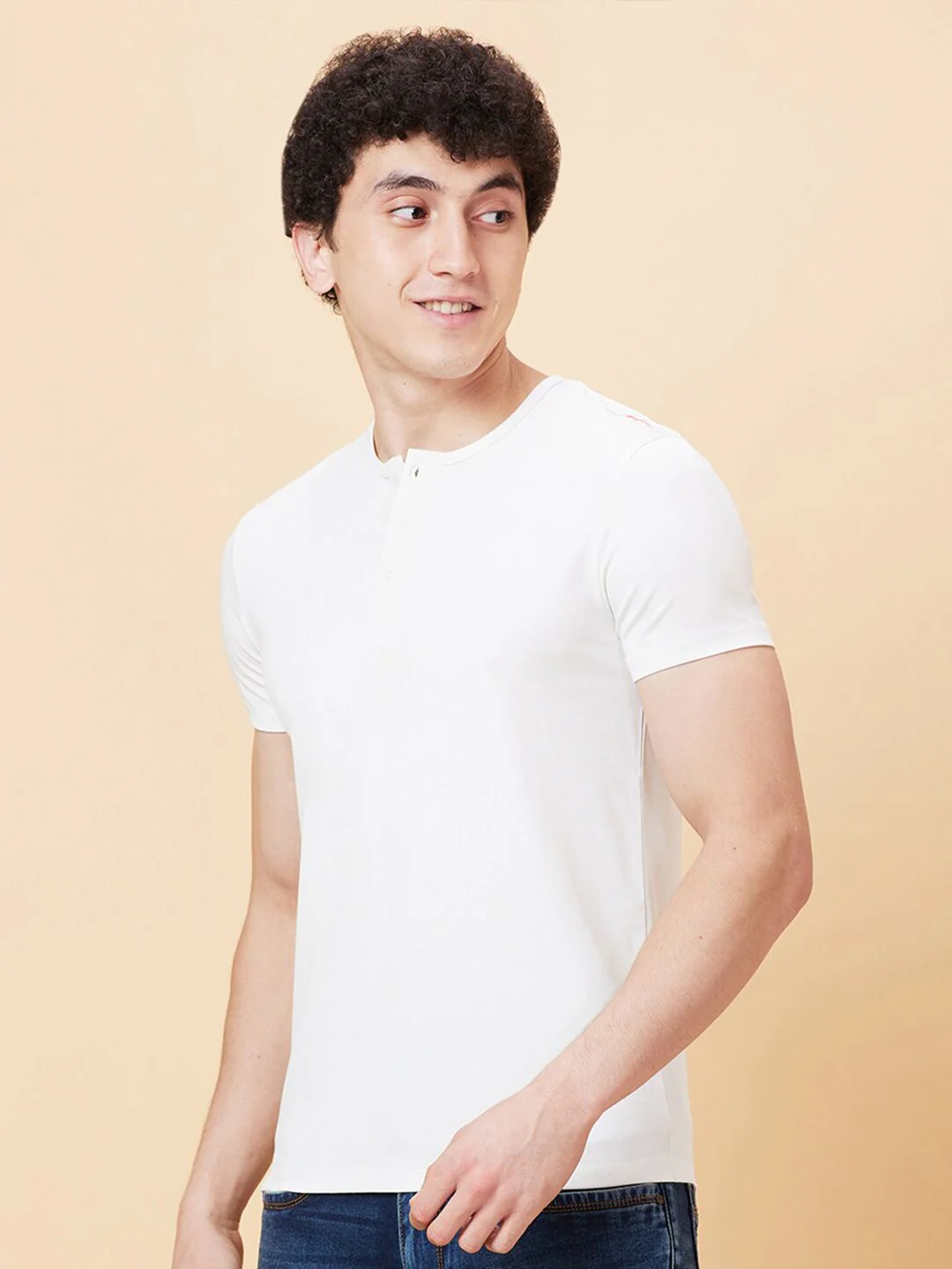 Being Human Cotton Henley Neck Short Sleeves Regular Fit Pockets Casual T-shirt - Image 3