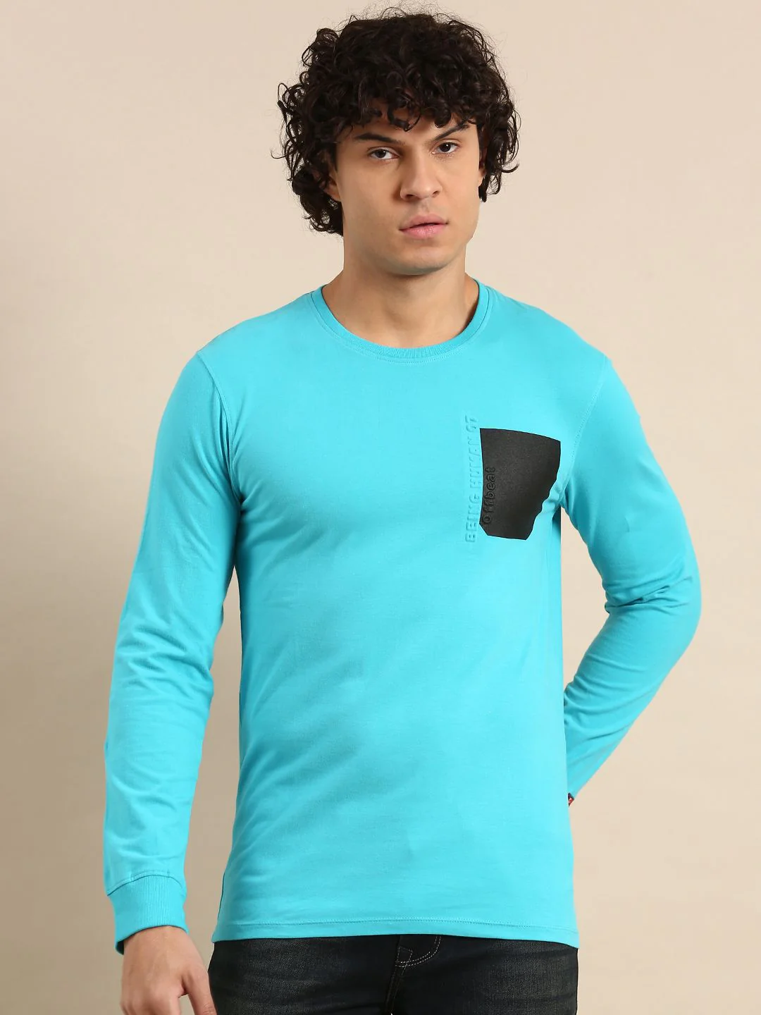 Being Human Embossed Detail Patchwork Round Neck T-shirt - Image 3