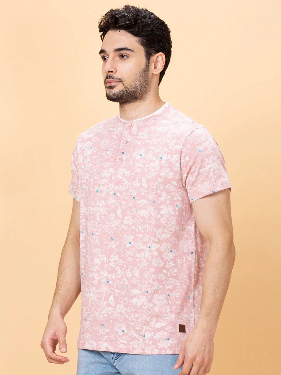 Being Human Floral Printed Henley Neck T-shirt - Image 3