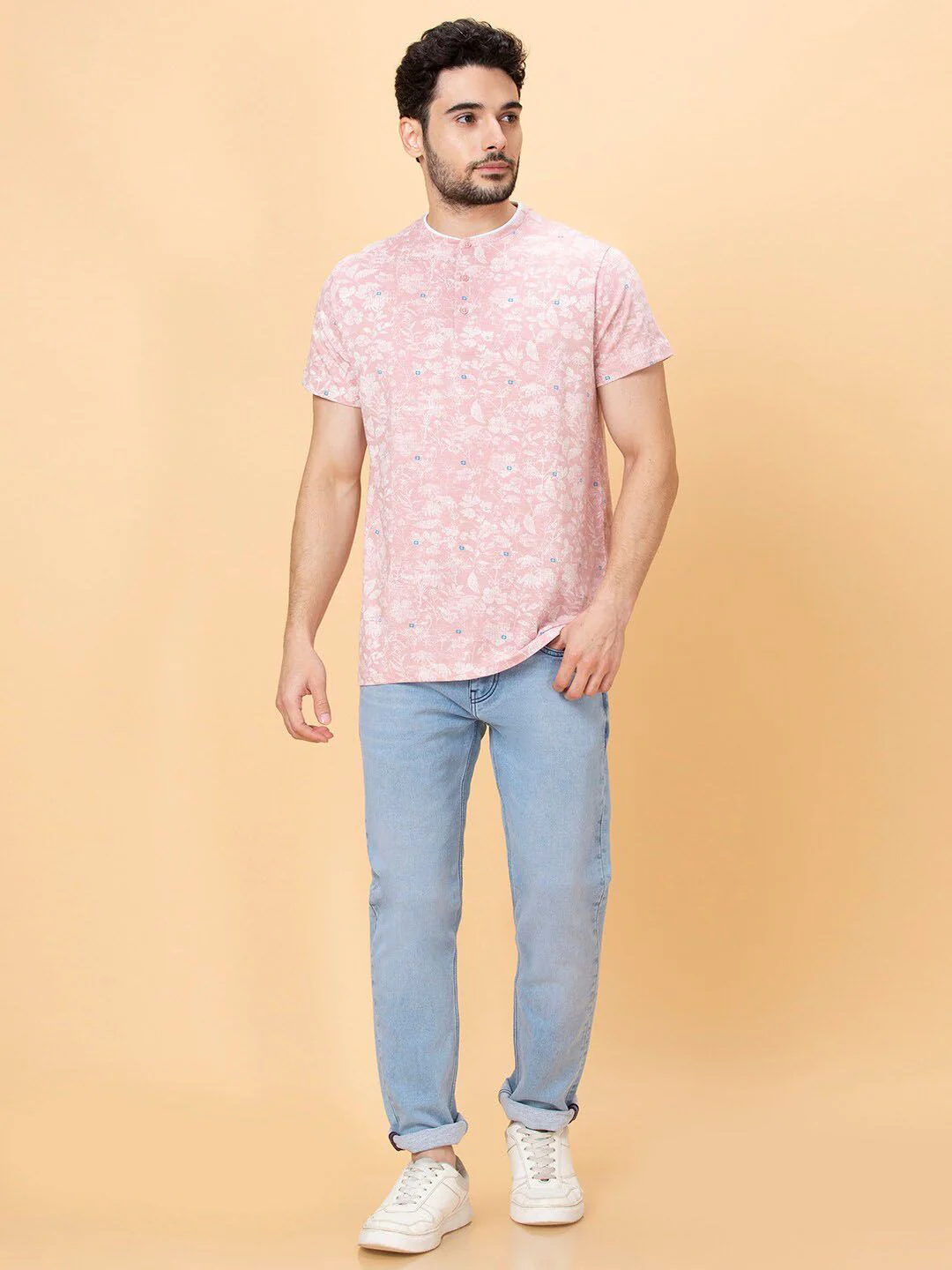 Being Human Floral Printed Henley Neck T-shirt - Image 4