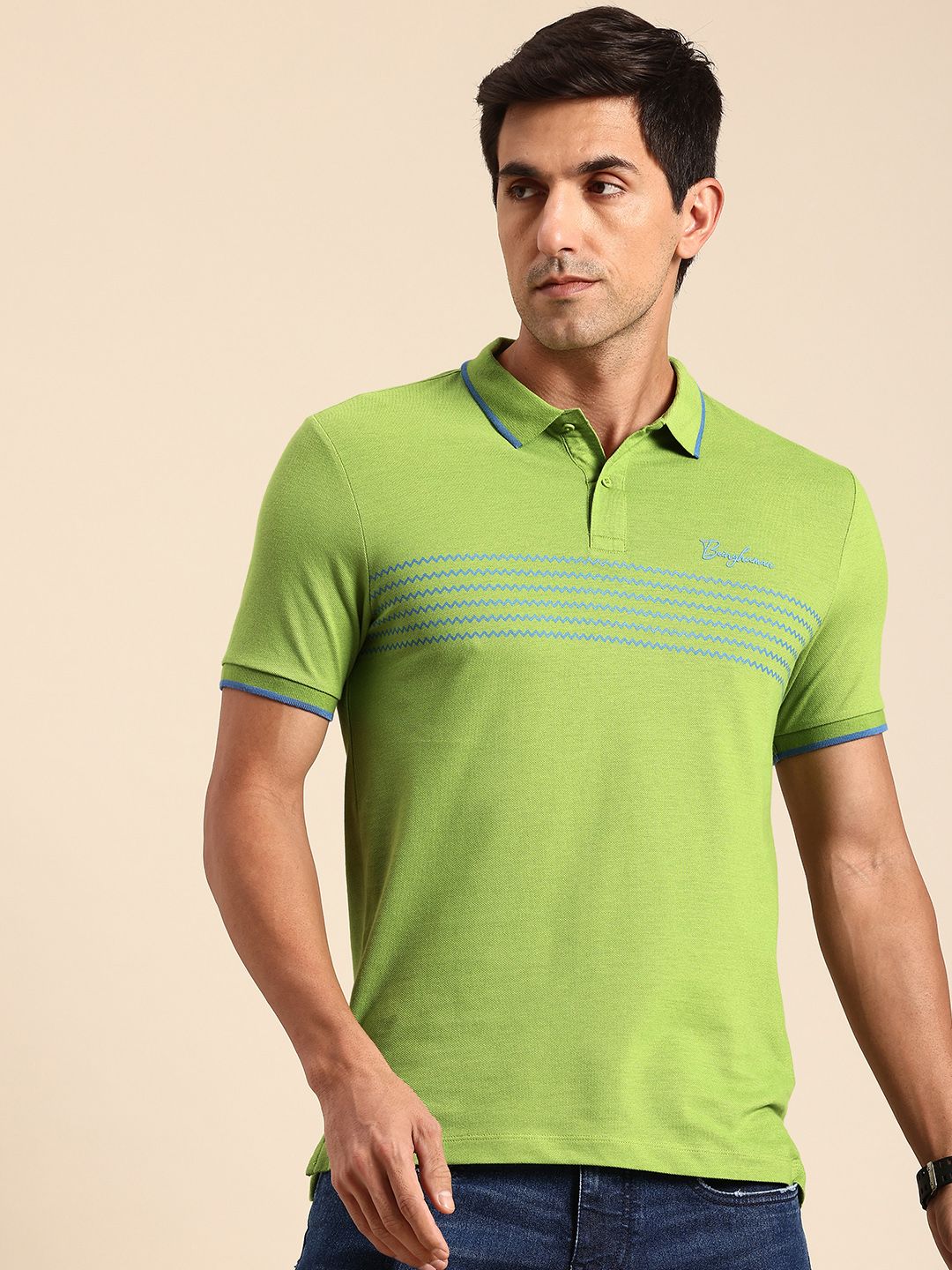 Being Human Geometric Printed Polo Collar Pure Cotton T-shirt - Image 3