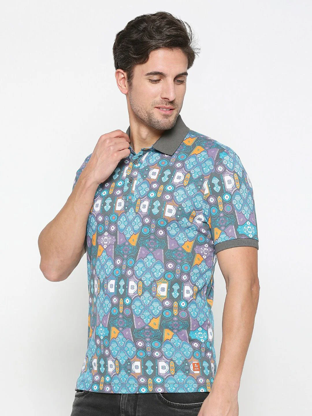 Being Human Geometric Printed Polo Collar Regular Fit Cotton Regular T-shirt - Image 5
