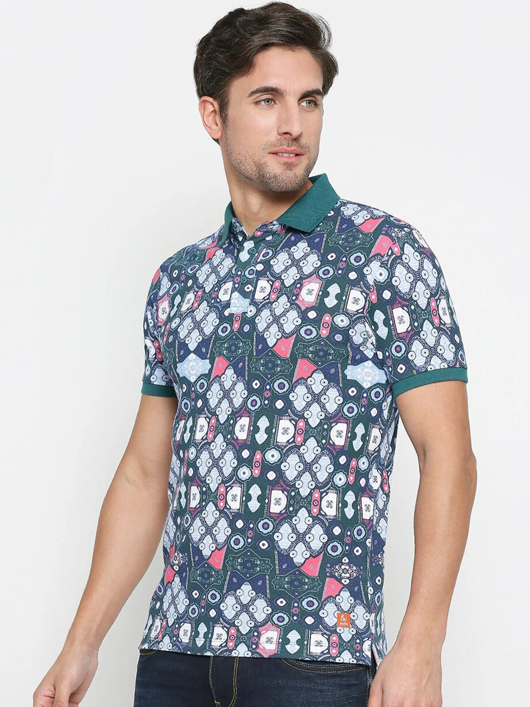 Being Human Geometric Printed Polo Collar T-shirt - Image 5