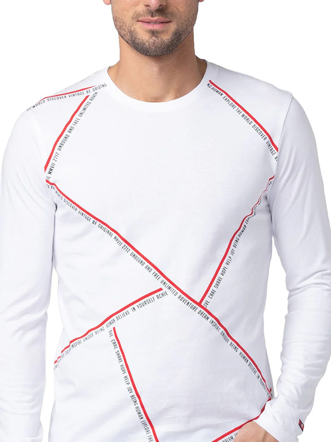 Being Human Geometric Printed Round Neck Pure Cotton Regular T-shirt - Image 2