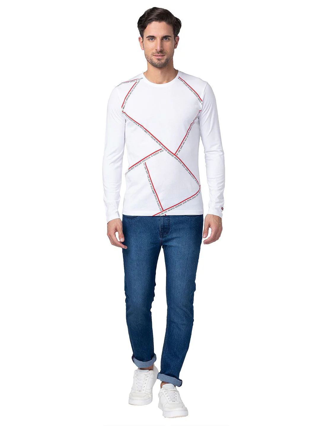 Being Human Geometric Printed Round Neck Pure Cotton Regular T-shirt - Image 4