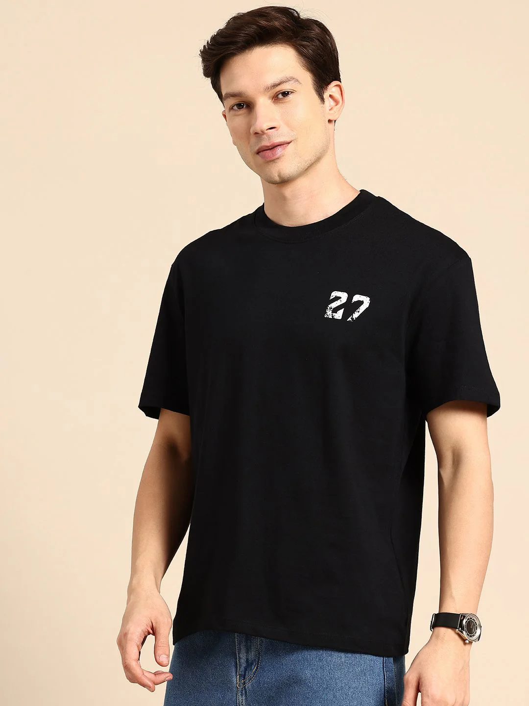 Being Human Graphic Printed Drop-Shoulder Sleeves Pure Cotton T-shirt - Image 5