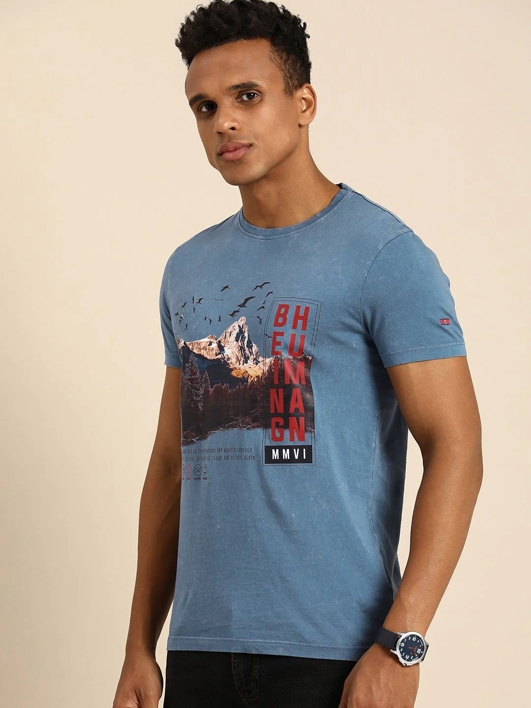 Being Human Graphic Printed Pure Cotton Slim Fit T-shirt - Image 3