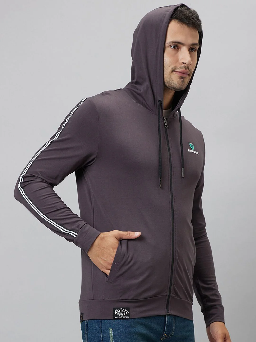 Being Human Hooded Long Sleeve Front-Open Sweatshirt - Image 3