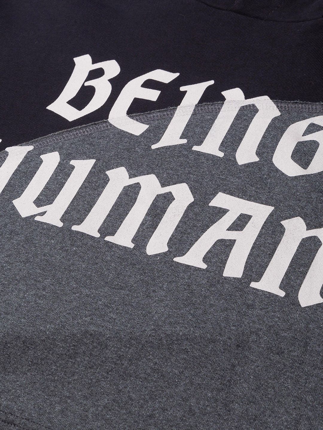 Being Human Men Black Printed Hooded Sweatshirt - Image 2