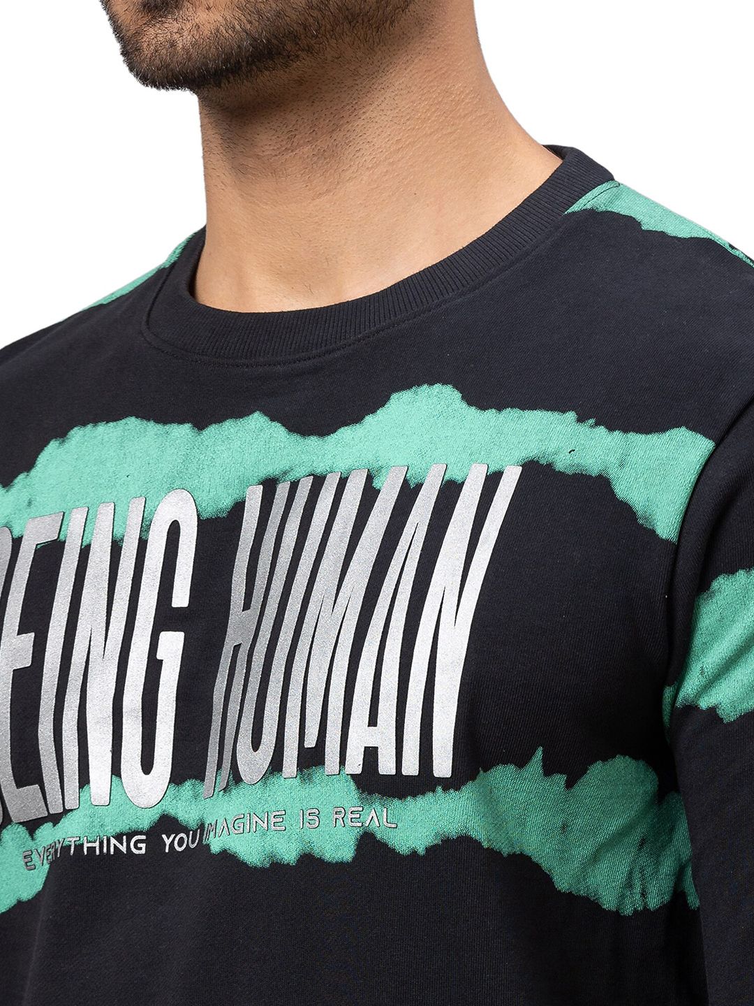 Being Human Men Black Printed Sweatshirt - Image 2