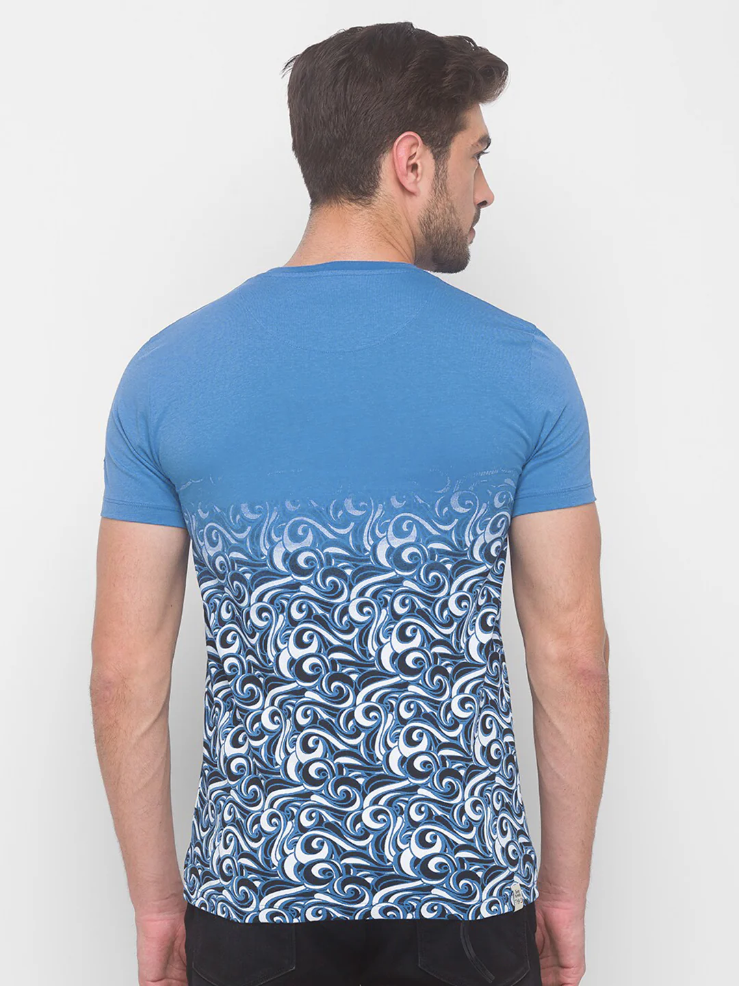 Being Human Men Blue Floral Printed Pure Cotton T-shirt - Image 5