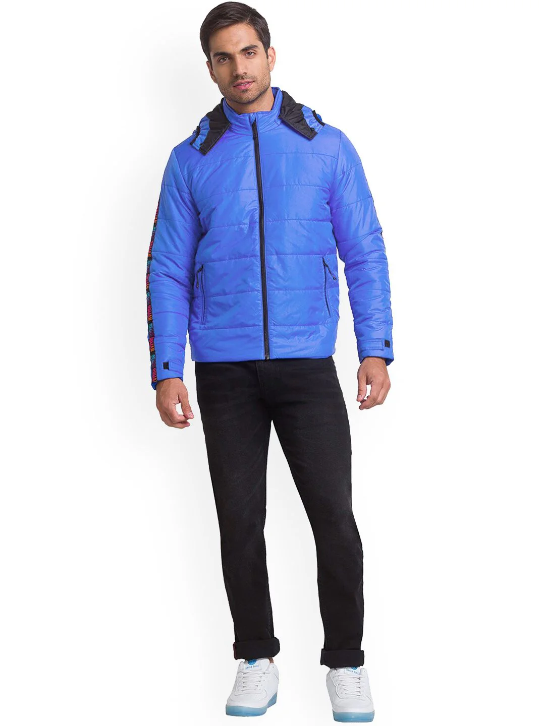 Being Human Men Blue Washed Cape Jacket - Image 3