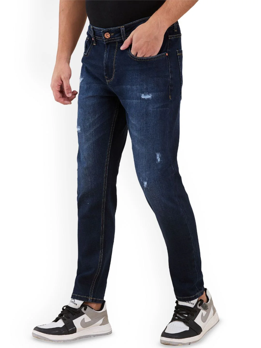 Being Human Men Classic Slim Fit Mildly Distressed Light Fade Stretchable Jeans - Image 2