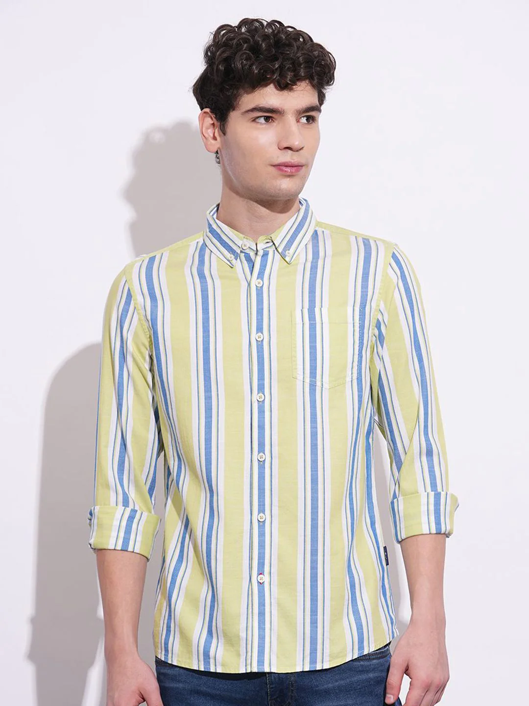 Being Human Men Classic Slim Fit Opaque Striped Casual Shirt