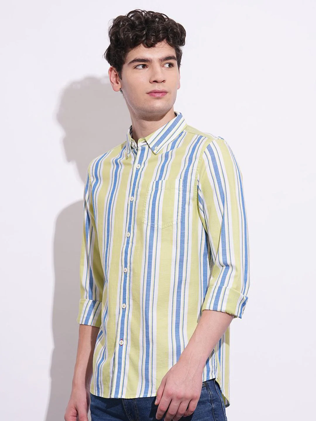 Being Human Men Classic Slim Fit Opaque Striped Casual Shirt - Image 3