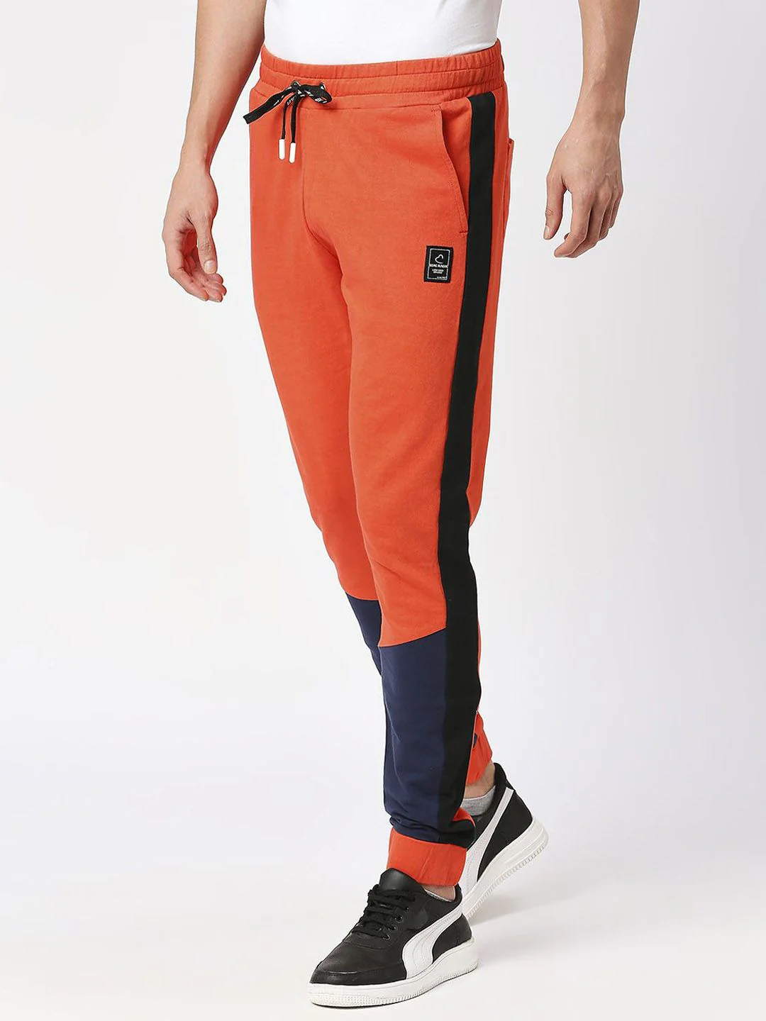 Being Human Men Pure Cotton Colourblocked Mid-Rise Joggers Track Pants - Image 3