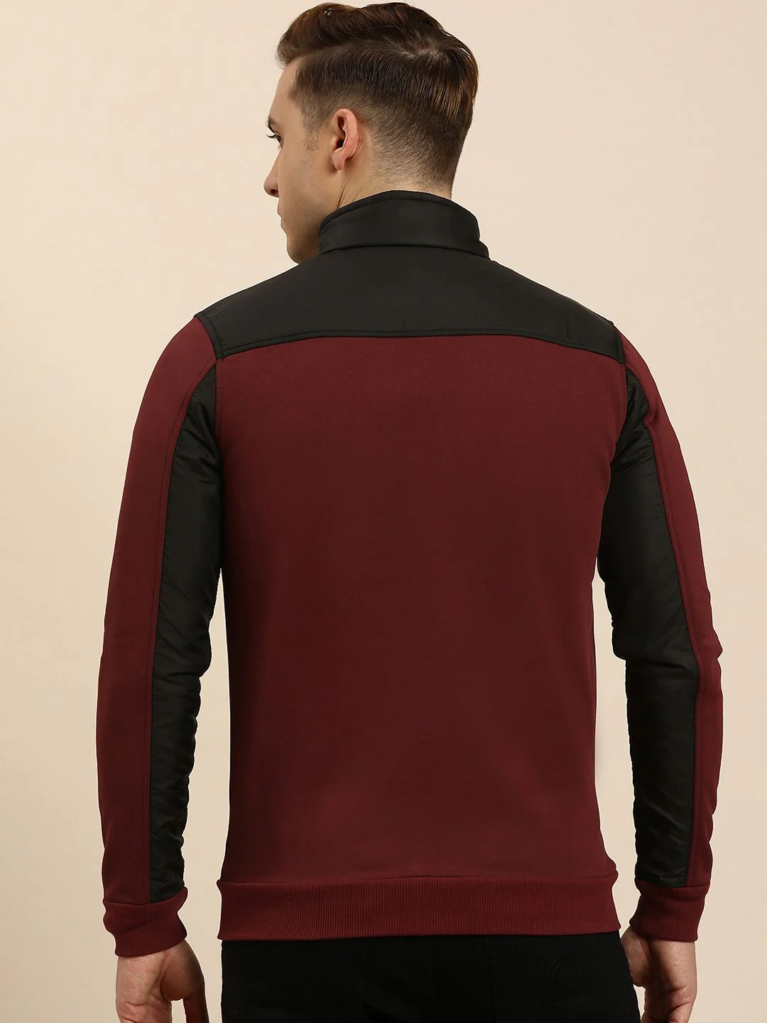 Being Human Men Colourblocked Mock-Collar Front-Open Sweatshirt - Image 4