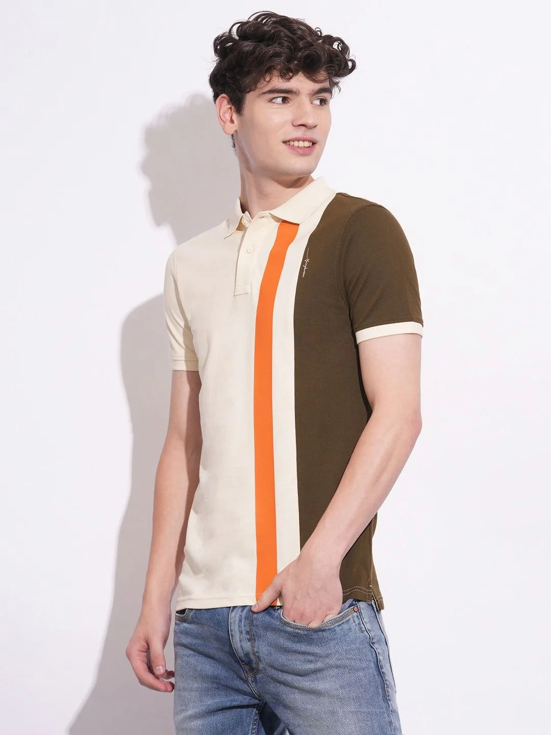 Being Human Men Colourblocked Polo Collar T-shirt - Image 3