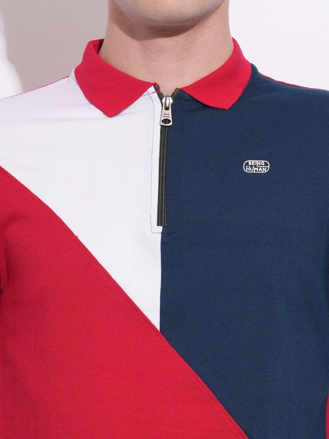 Being Human Men Colourblocked Polo Collar T-shirt - Image 2