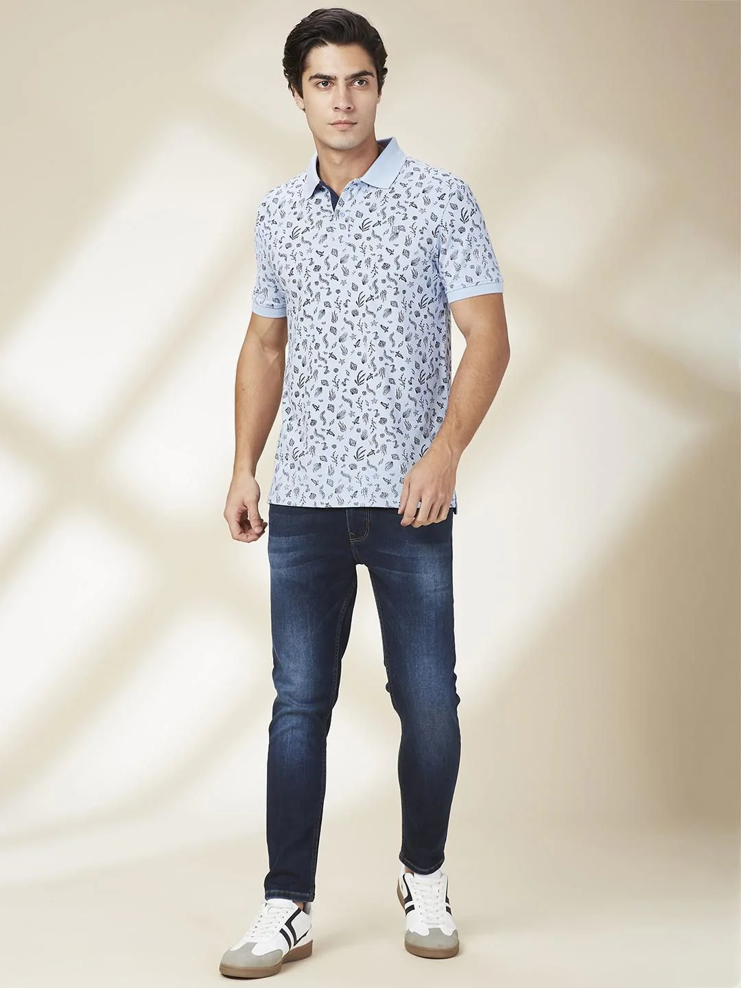 Being Human Men Conversational Printed Polo Collar Cotton Slim Fit T-shirt - Image 6