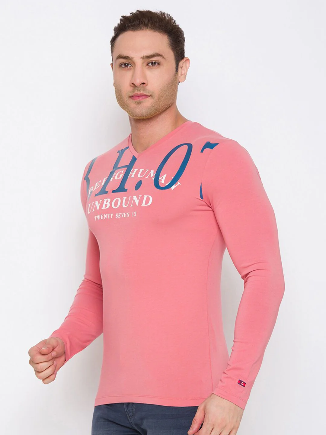 Being Human Men Coral Pink Printed T-shirt - Image 3