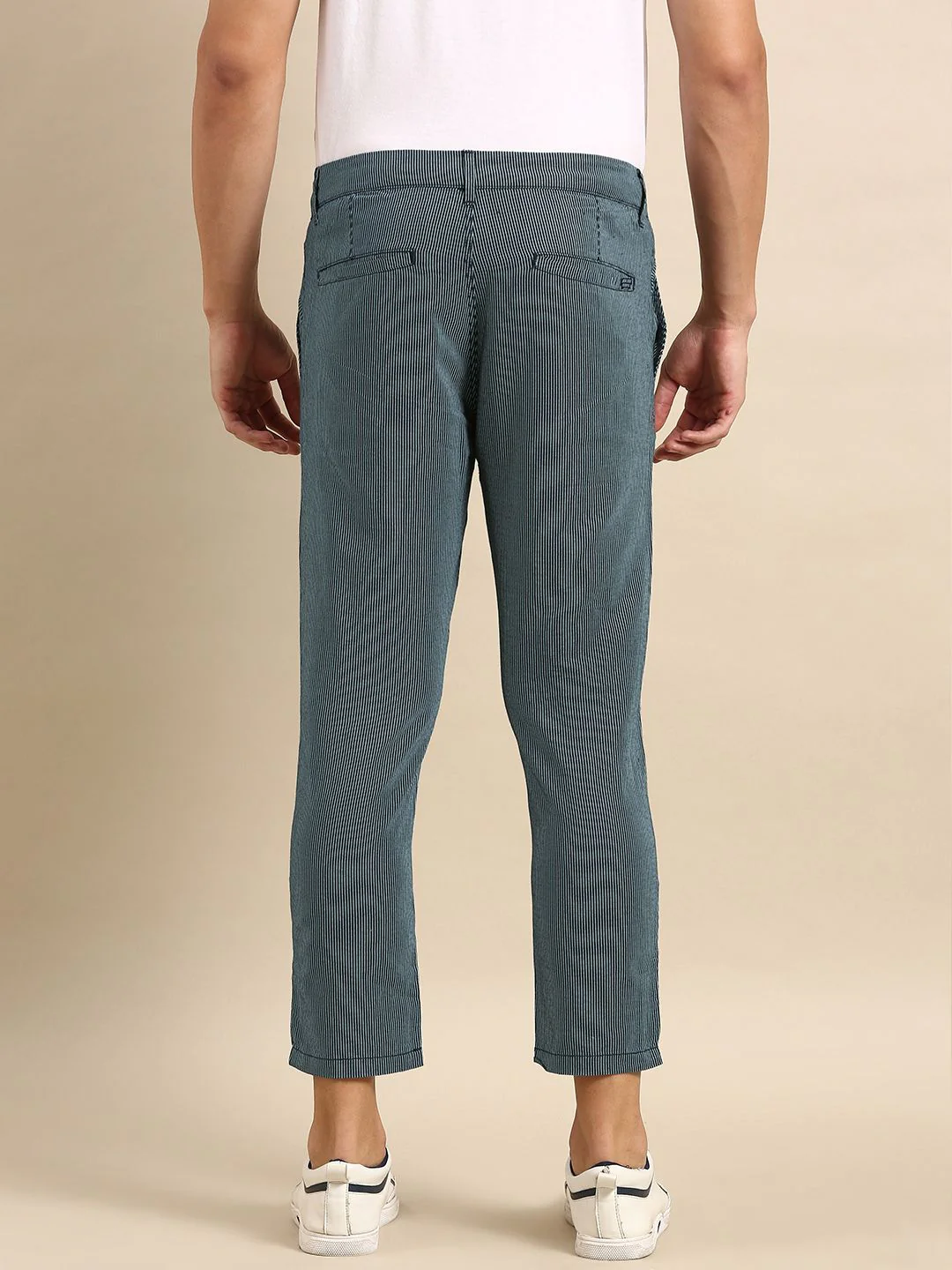 Being Human Men Cotton Linen Striped Chinos Trousers - Image 3