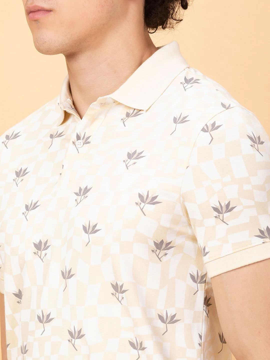 Being Human Men Floral Printed Polo Collar Applique T-shirt - Image 5