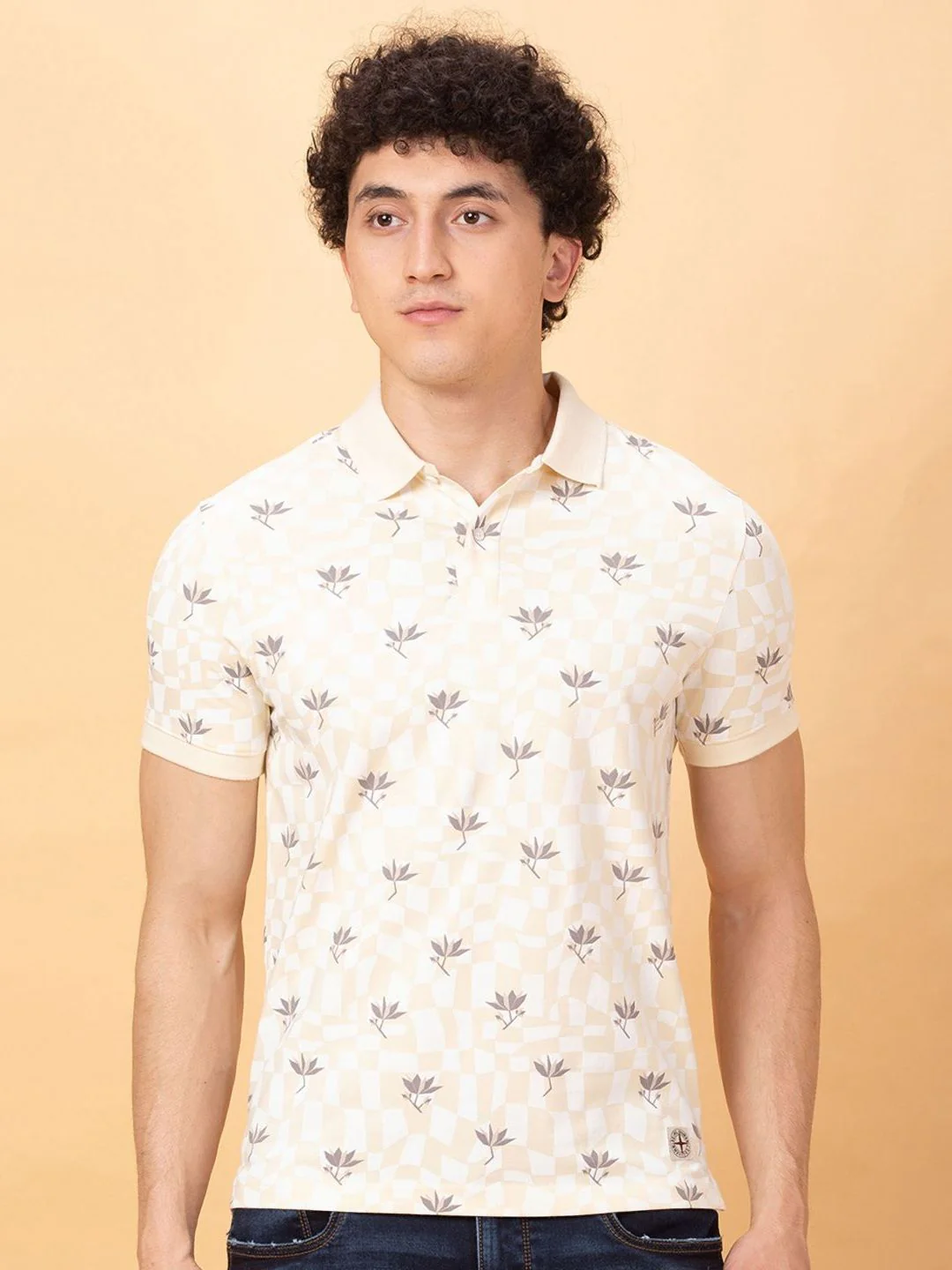 Being Human Men Floral Printed Polo Collar Applique T-shirt - Image 6