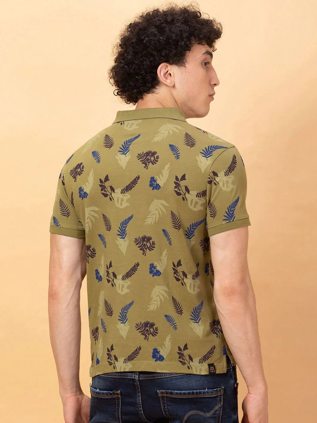 Being Human Men Floral Printed Polo Collar Applique T-shirt - Image 3