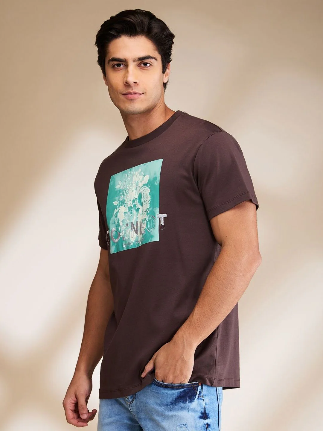 Being Human Men Floral Printed Raw Edge T-shirt - Image 2