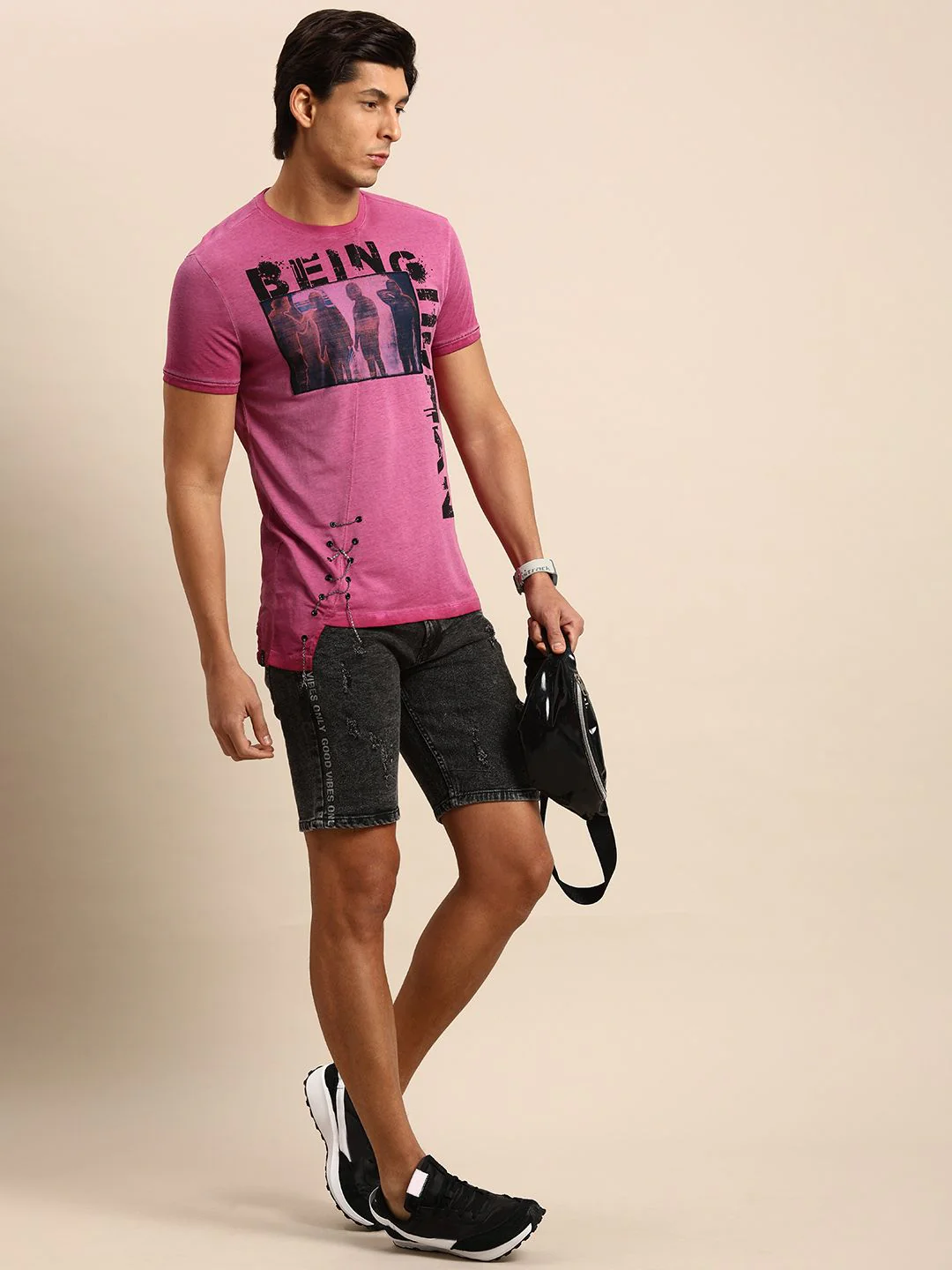 Being Human Men Fuchsia Pink Graphic Printed Pure Cotton T-shirt - Image 4