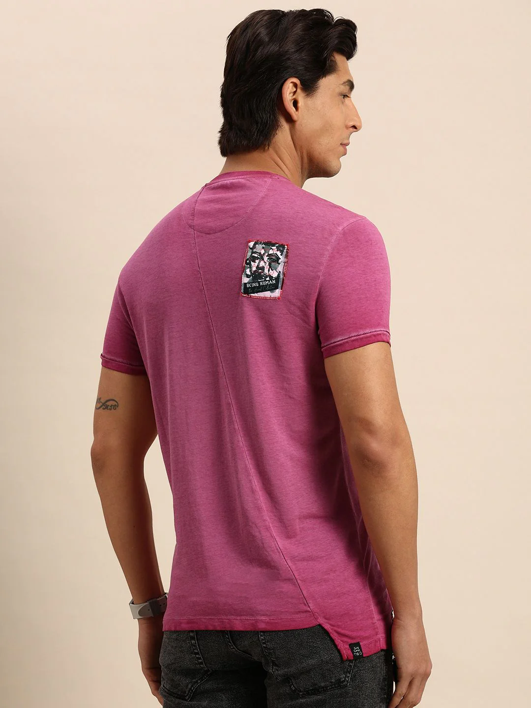 Being Human Men Fuchsia Pink Graphic Printed Pure Cotton T-shirt - Image 5