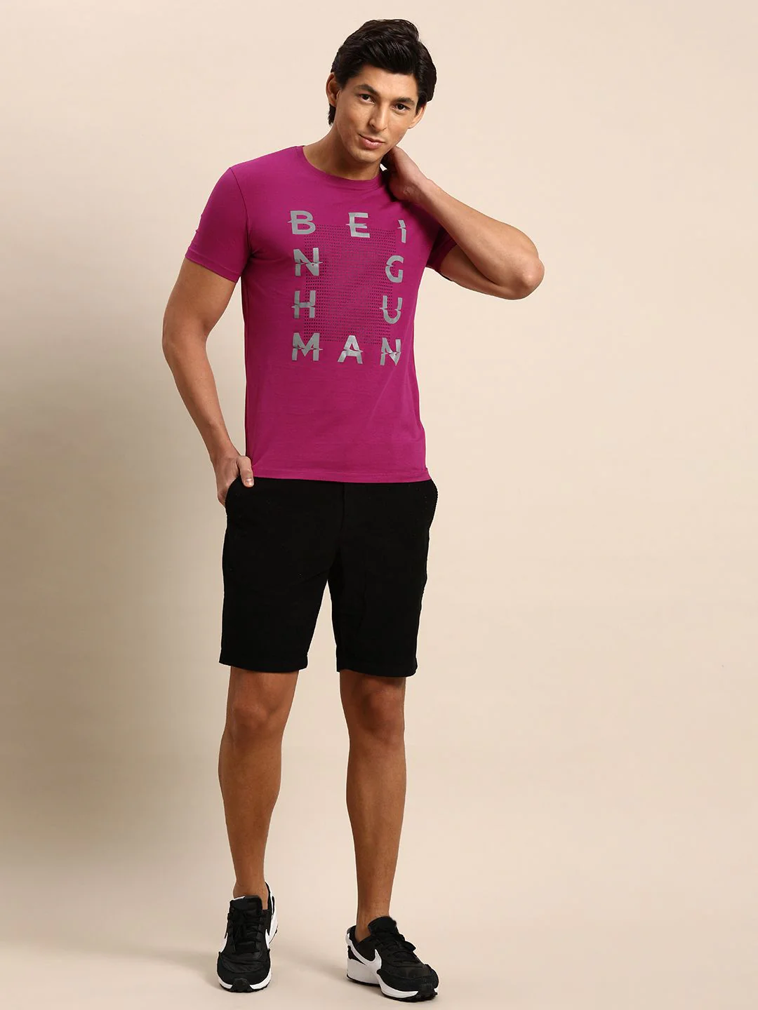Being Human Men Fuchsia Pink Graphic Printed Pure Cotton T-shirt - Image 4