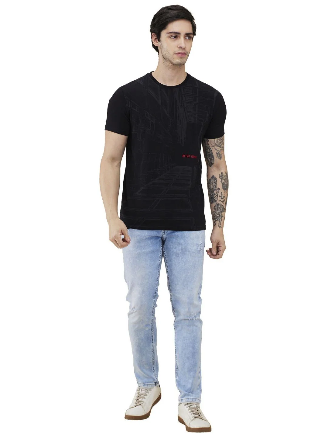 Being Human Men Graphic Printed Round Neck Cotton Slim Fit T-shirt - Image 4