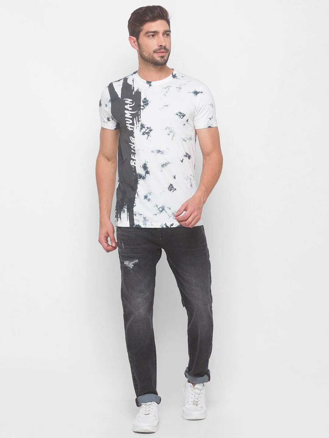 Being Human Men Grey & White Printed T-shirt - Image 4