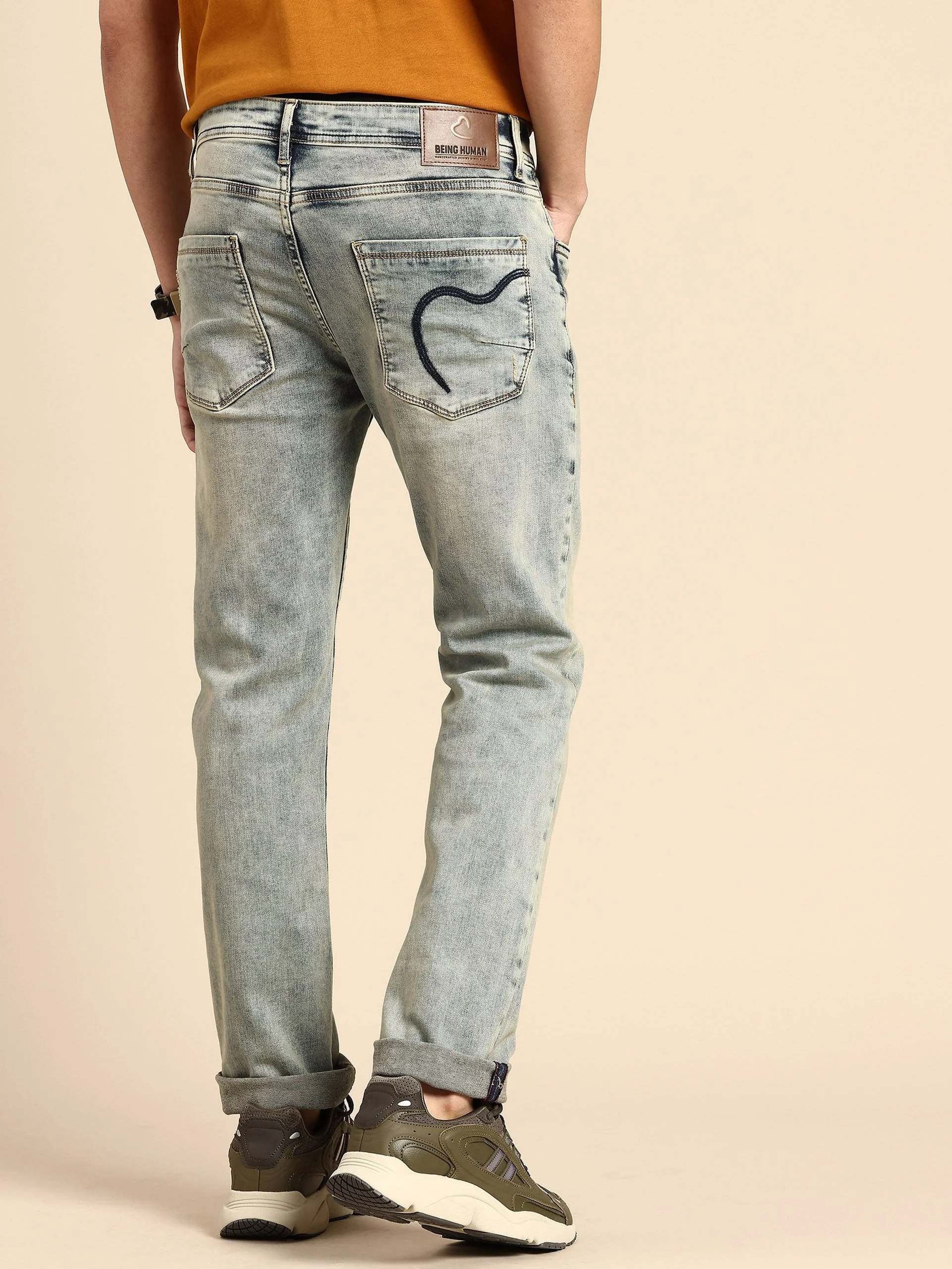 Being Human Men Krypton Straight Fit Low Distress Heavy Fade Stretchable Jeans - Image 3