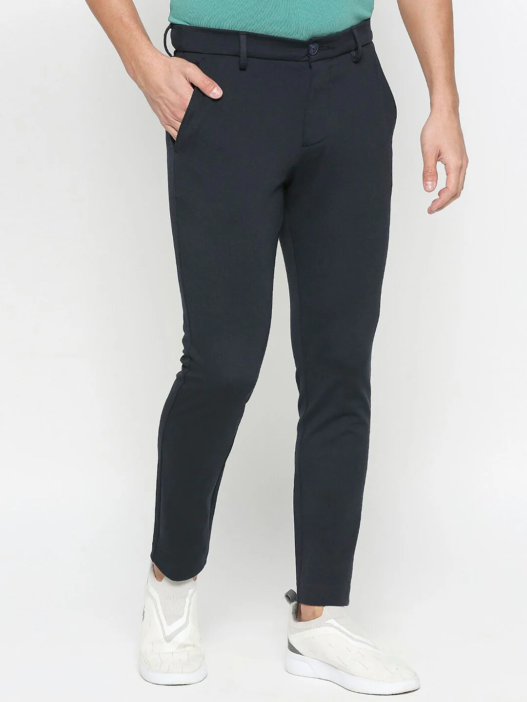 Being Human Men Mid-Rise Flat-Front Plain Regular Trousers - Image 2