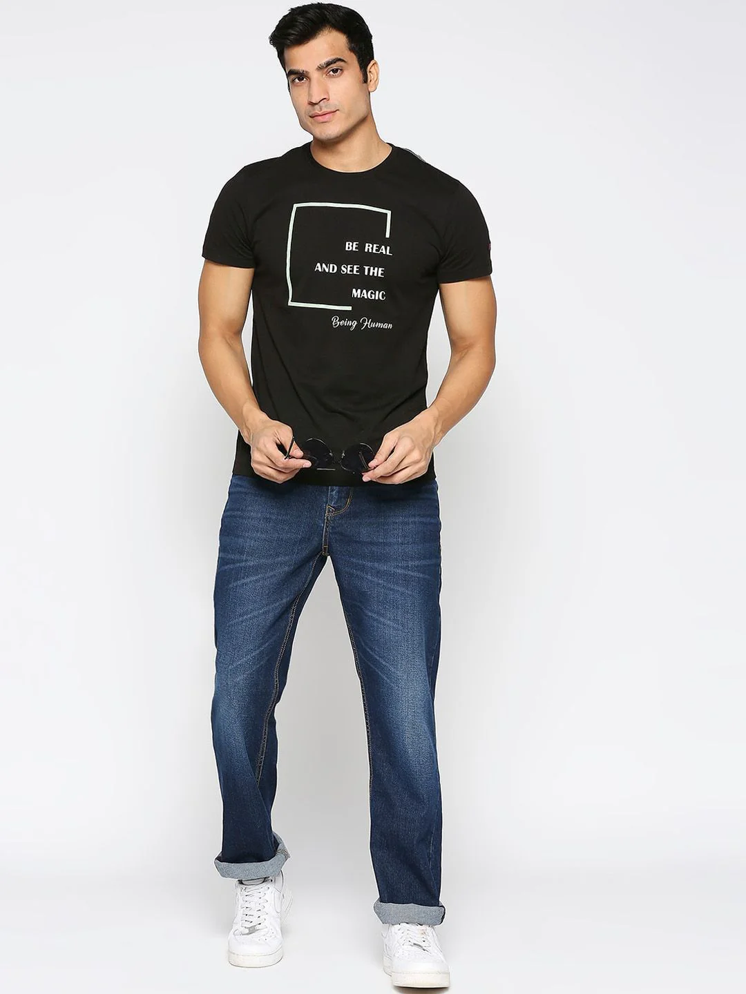 Being Human Men Mid Rise Slim Fit Clean Look Light Fade Jeans - Image 4