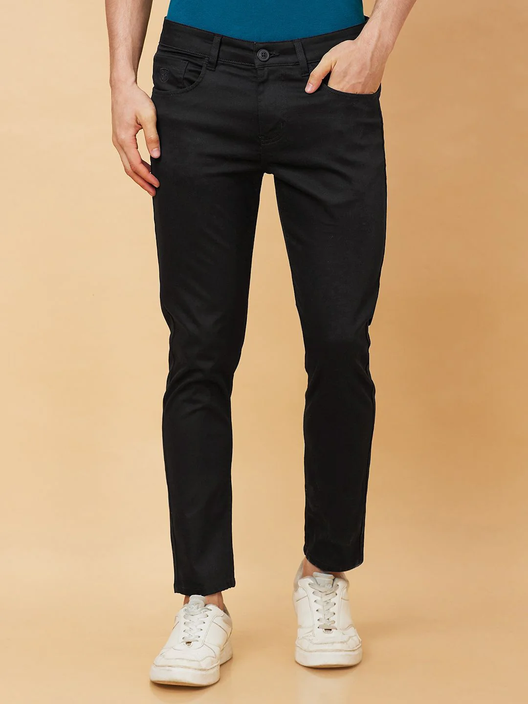 Being Human Men Mid Rise Solid Cropped Fit Chinos Trousers