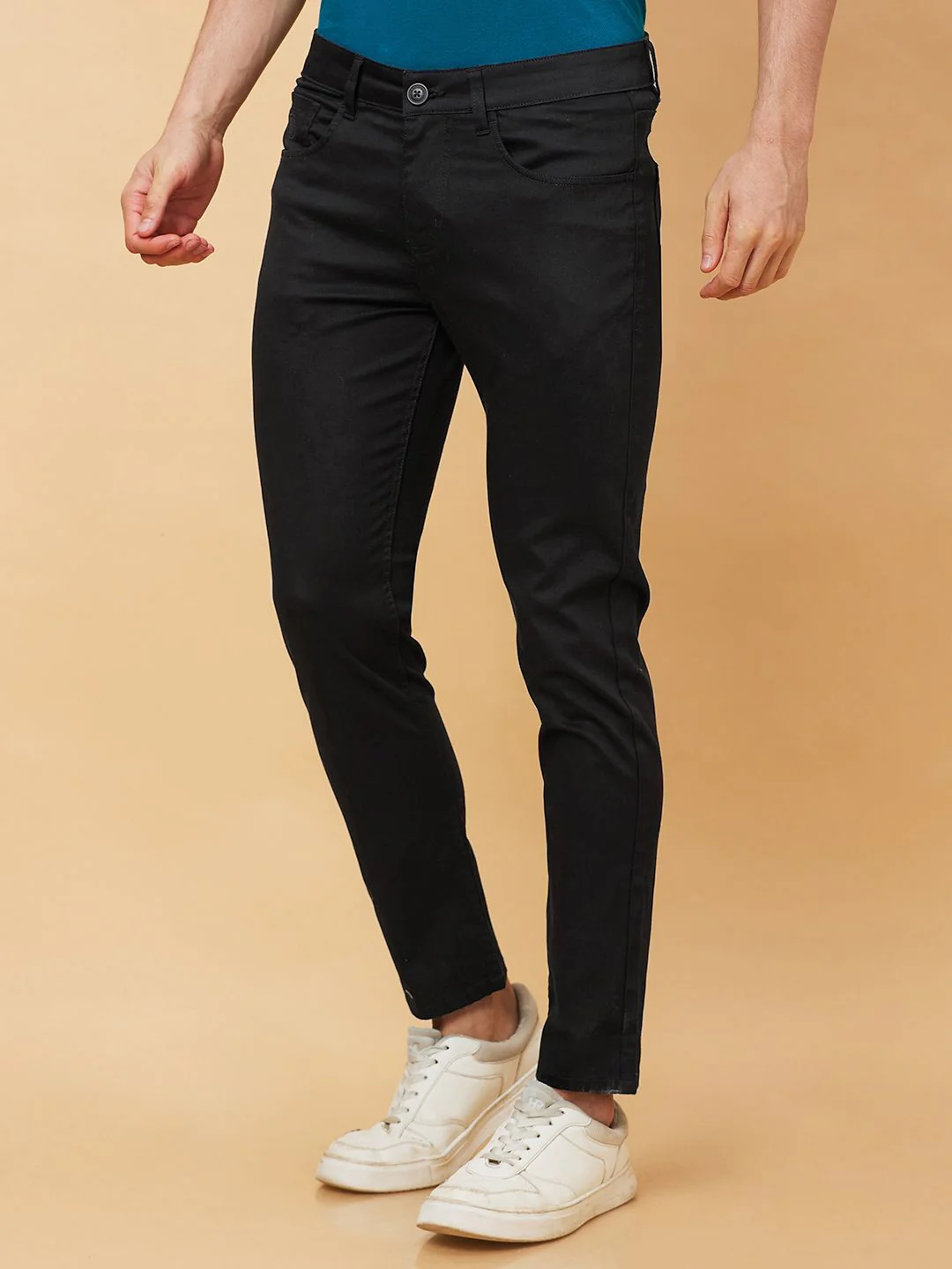 Being Human Men Mid Rise Solid Cropped Fit Chinos Trousers - Image 2