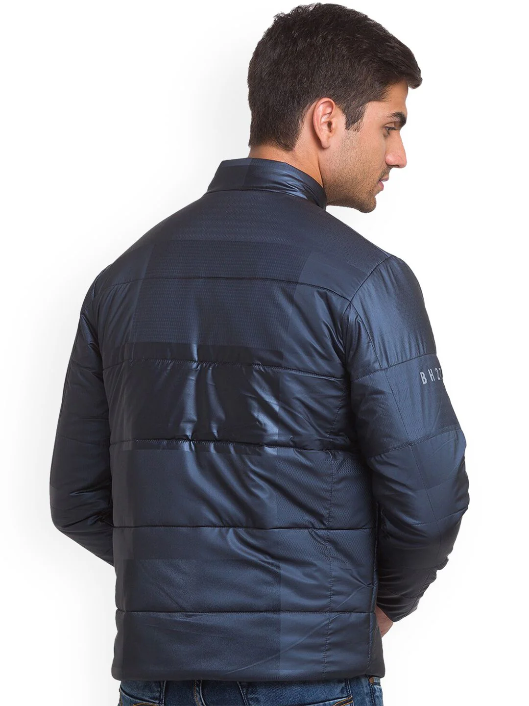 Being Human Men Navy Blue Solid Padded Jacket - Image 5