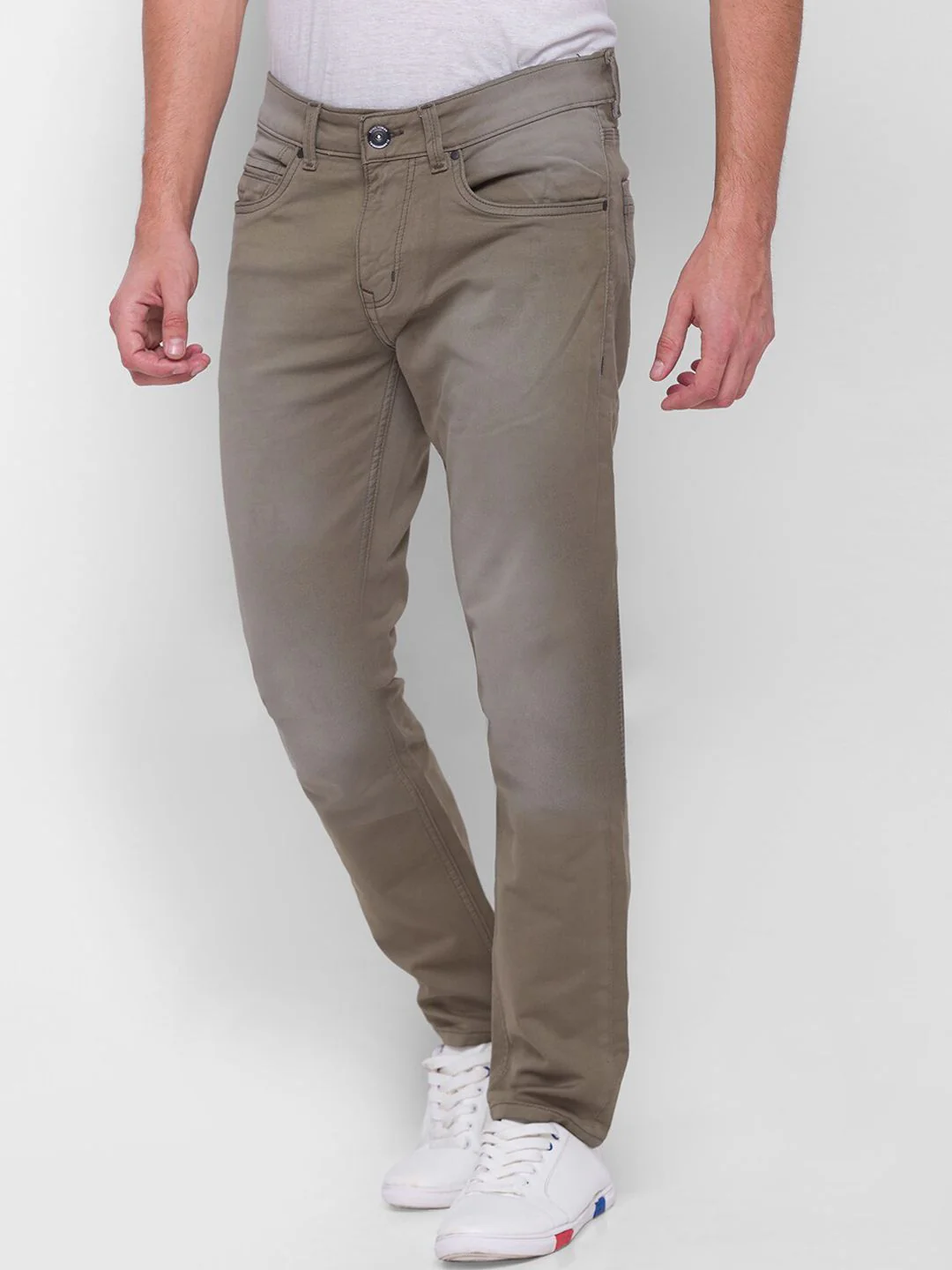 Being Human Men Olive Green Regular Fit Light Fade Jeans - Image 2