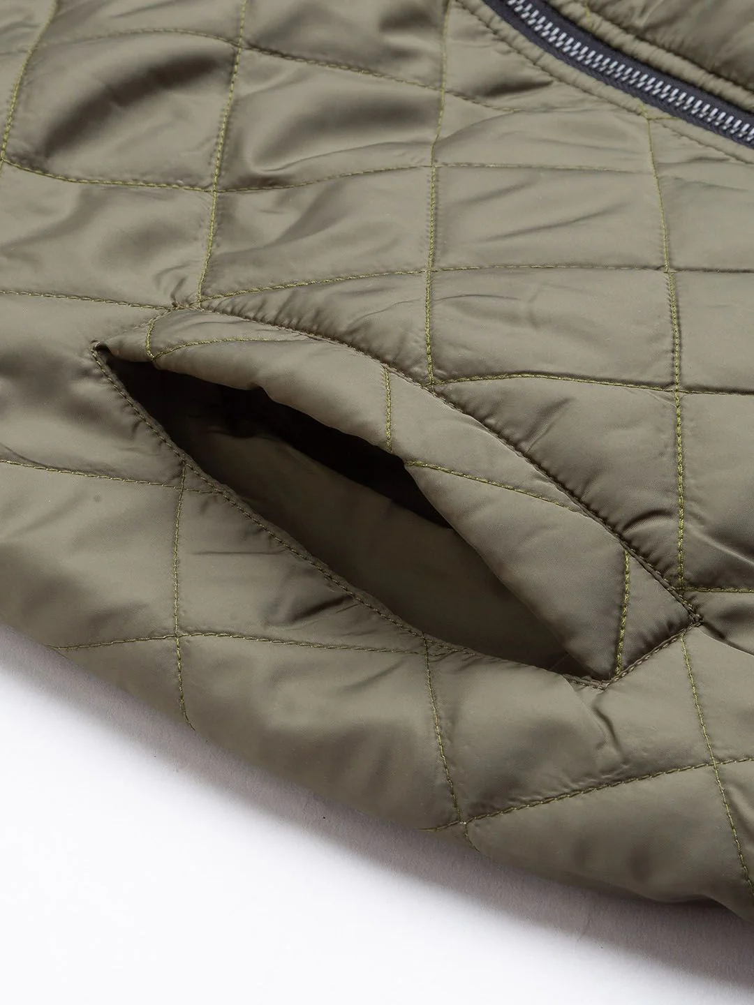 Being Human Men Olive Green Solid Quilted Jacket - Image 5