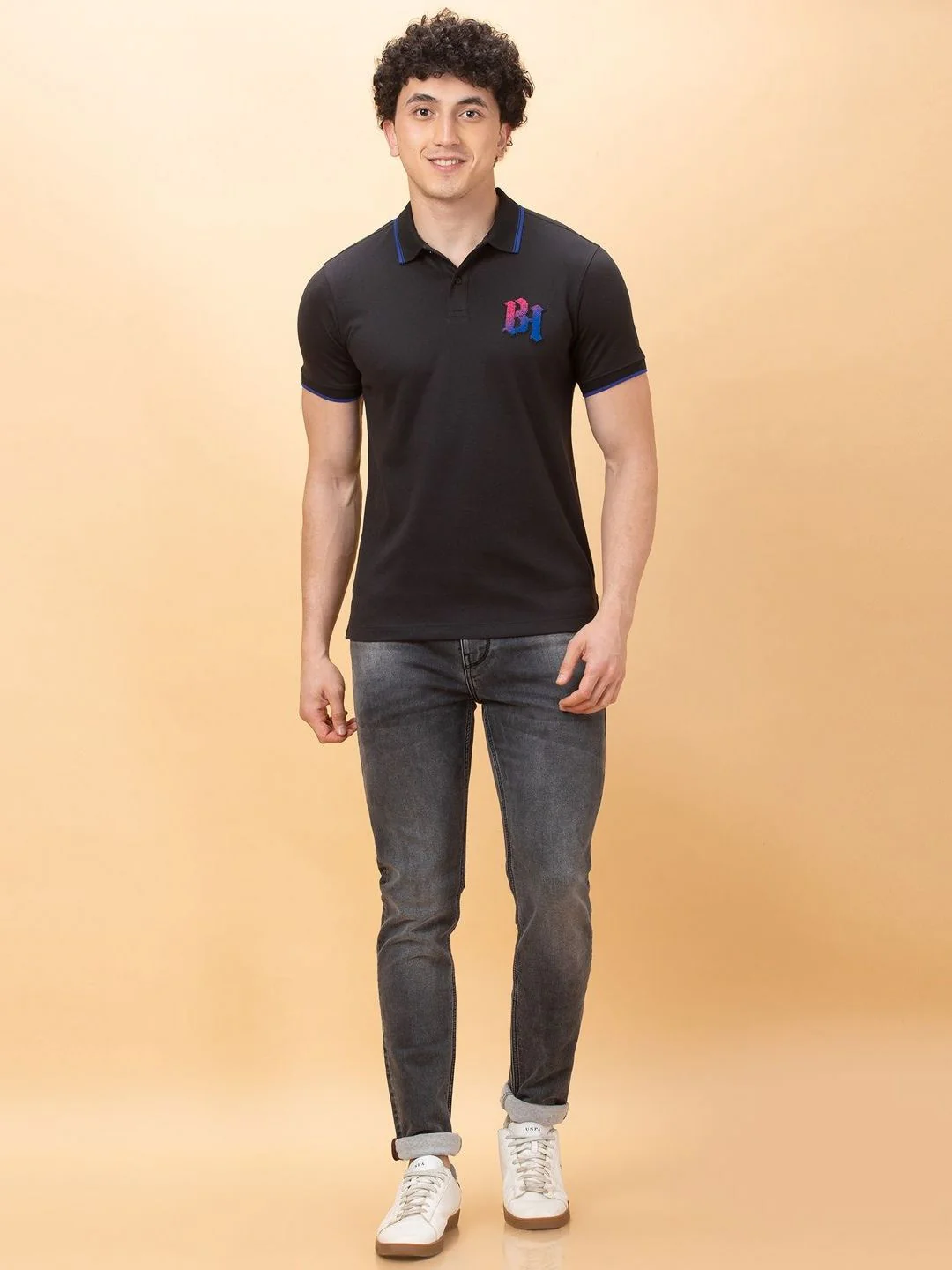 Being Human Men Polo Collar Applique T-shirt