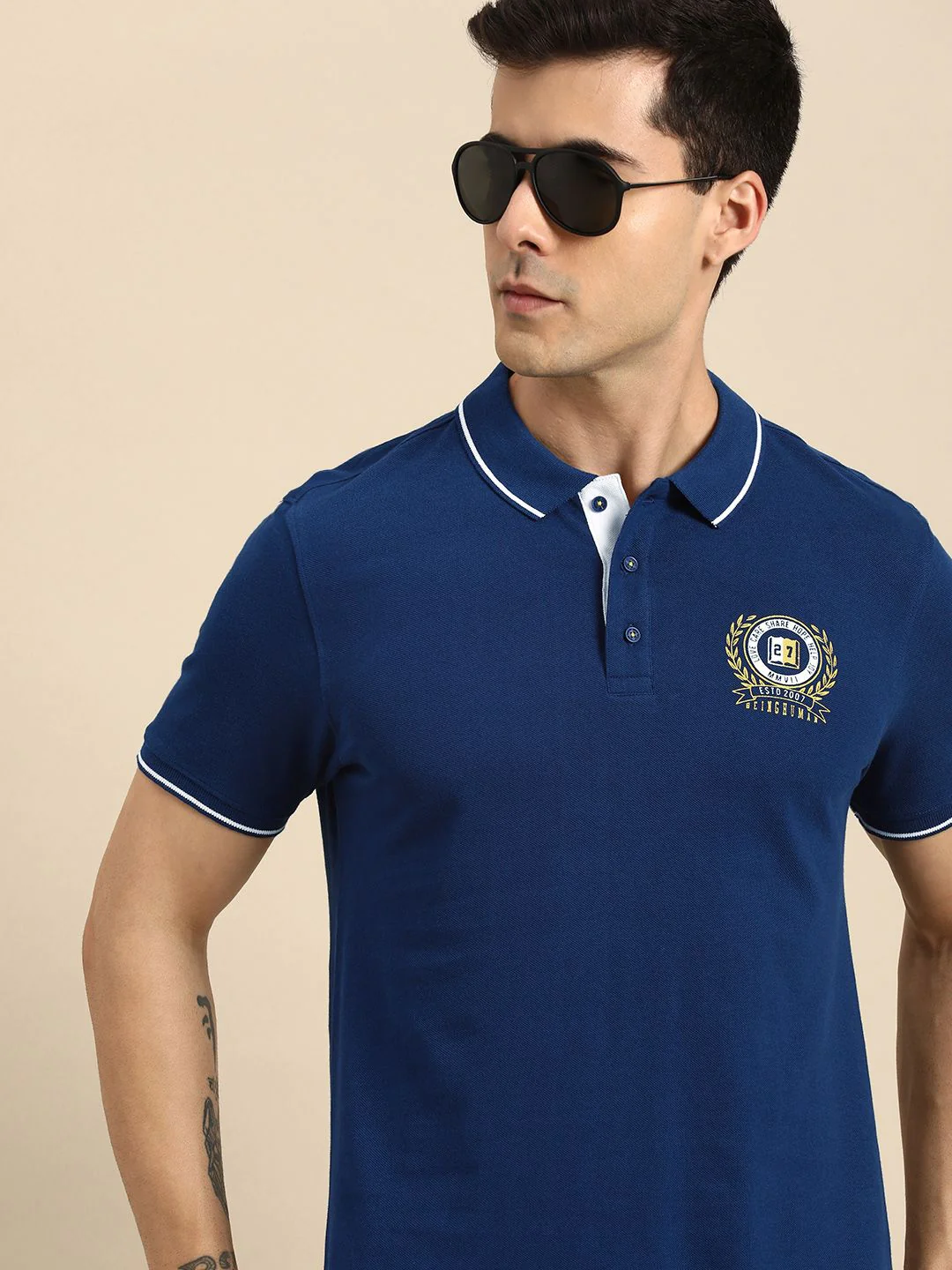 Being Human Men Polo Collar Pure Cotton T-shirt